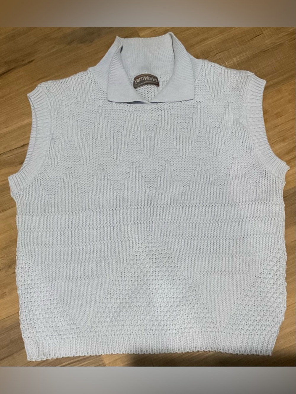 YarnWorks Sleeveless Knit Sweater Vest in Light Blue